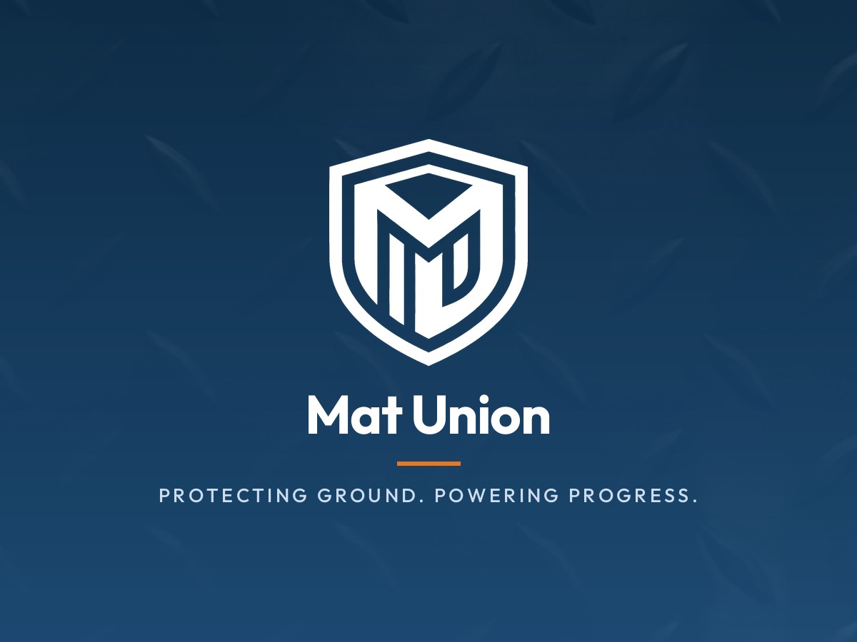 Matunion brand emblem — a shield monogram above the company tagline, Protecting Ground. Powering Progress.