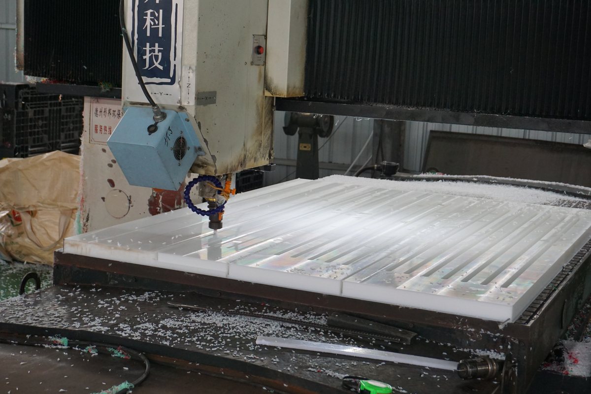 CNC-machined HDPE components at the Matunion factory